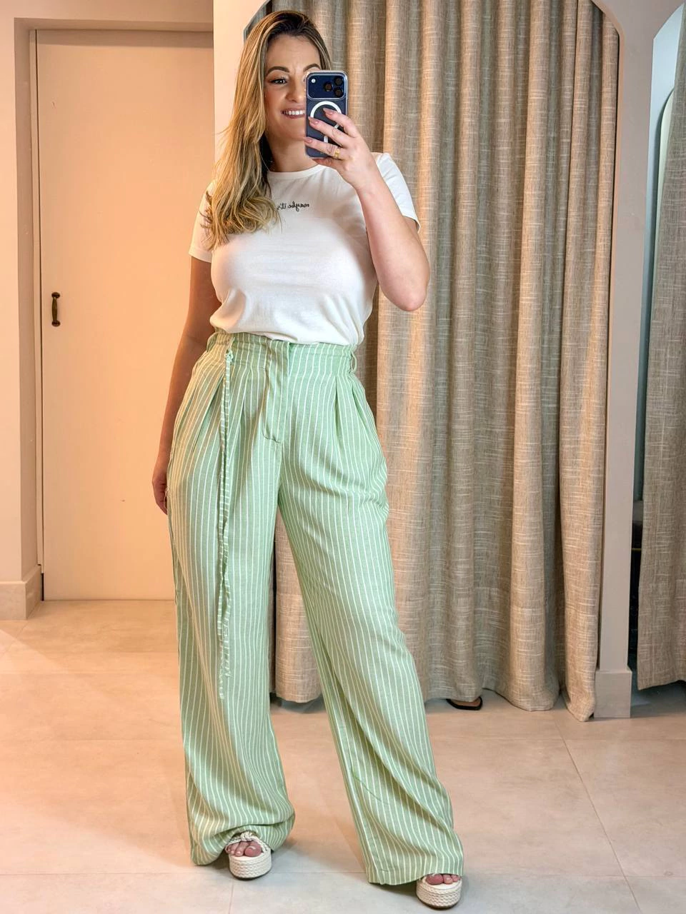 Calça Linho Listrada