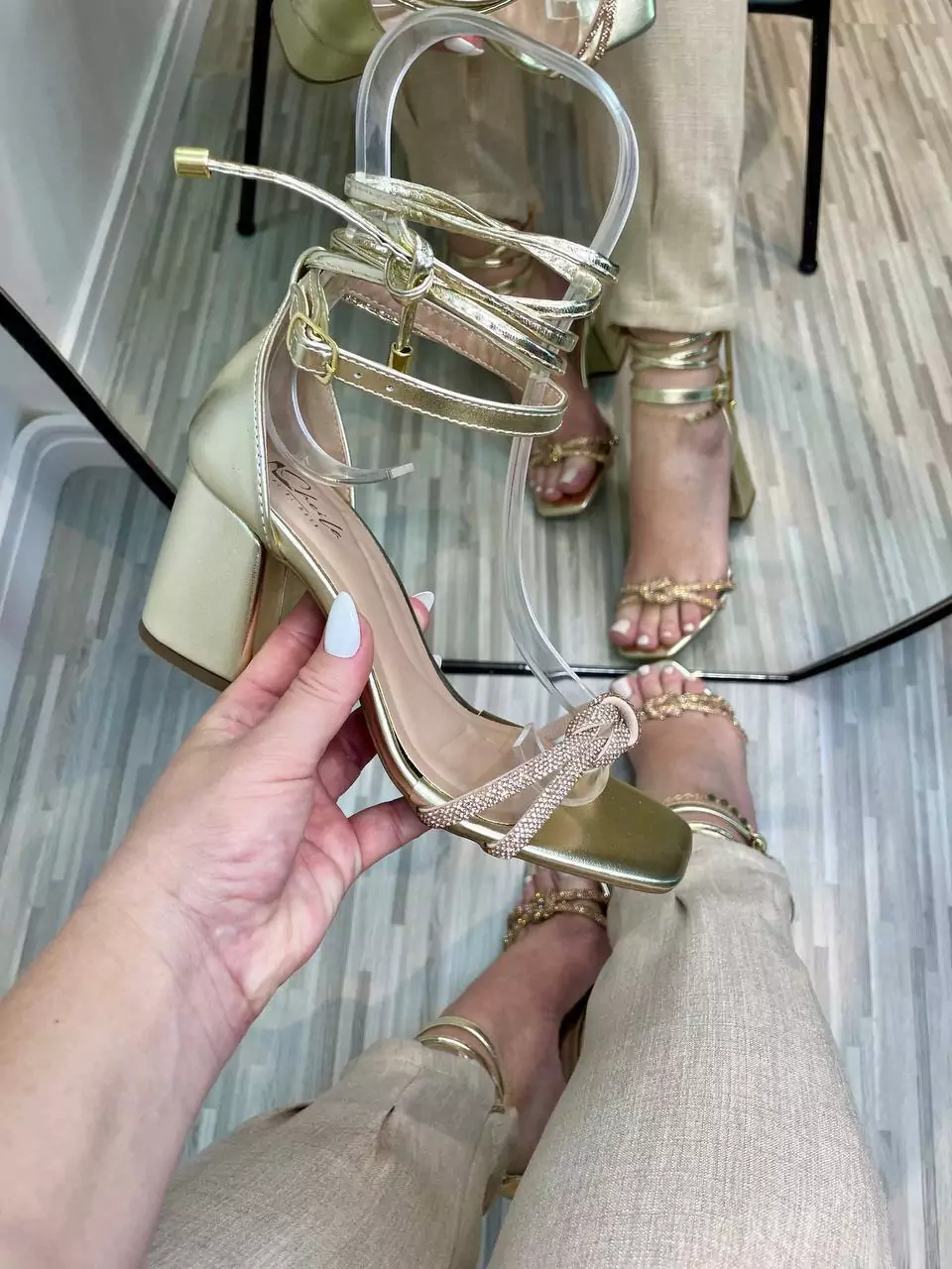 Sandália Luxo Strass - Dourado