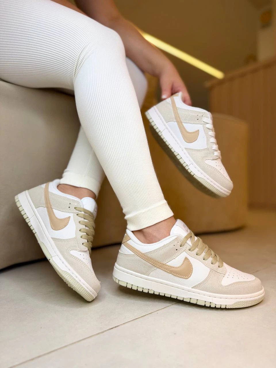 Tênis Dunk Glitter Bege
