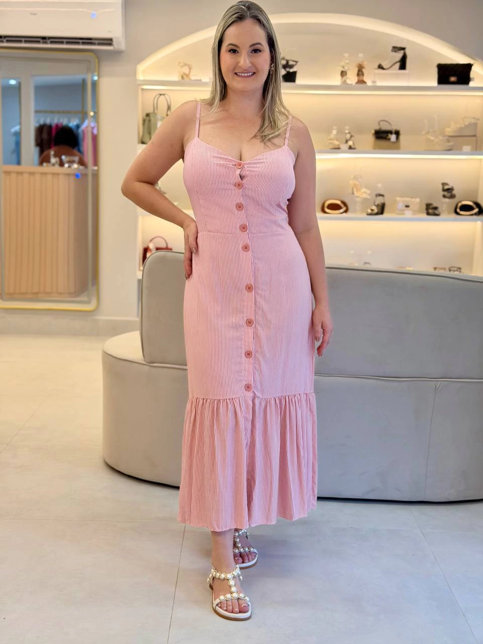 Vestido Midi Listrado