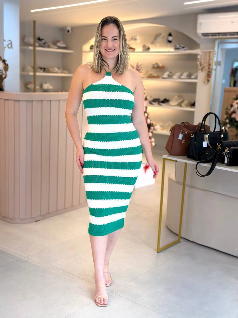 Vestido Midi Modal Listrado